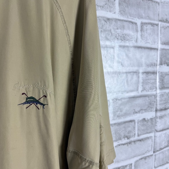 Tommy Bahama Golf Polyester Blend Beige Half Zip Windbreaker Jacket Men 2XL FLAW - Picture 3 of 7